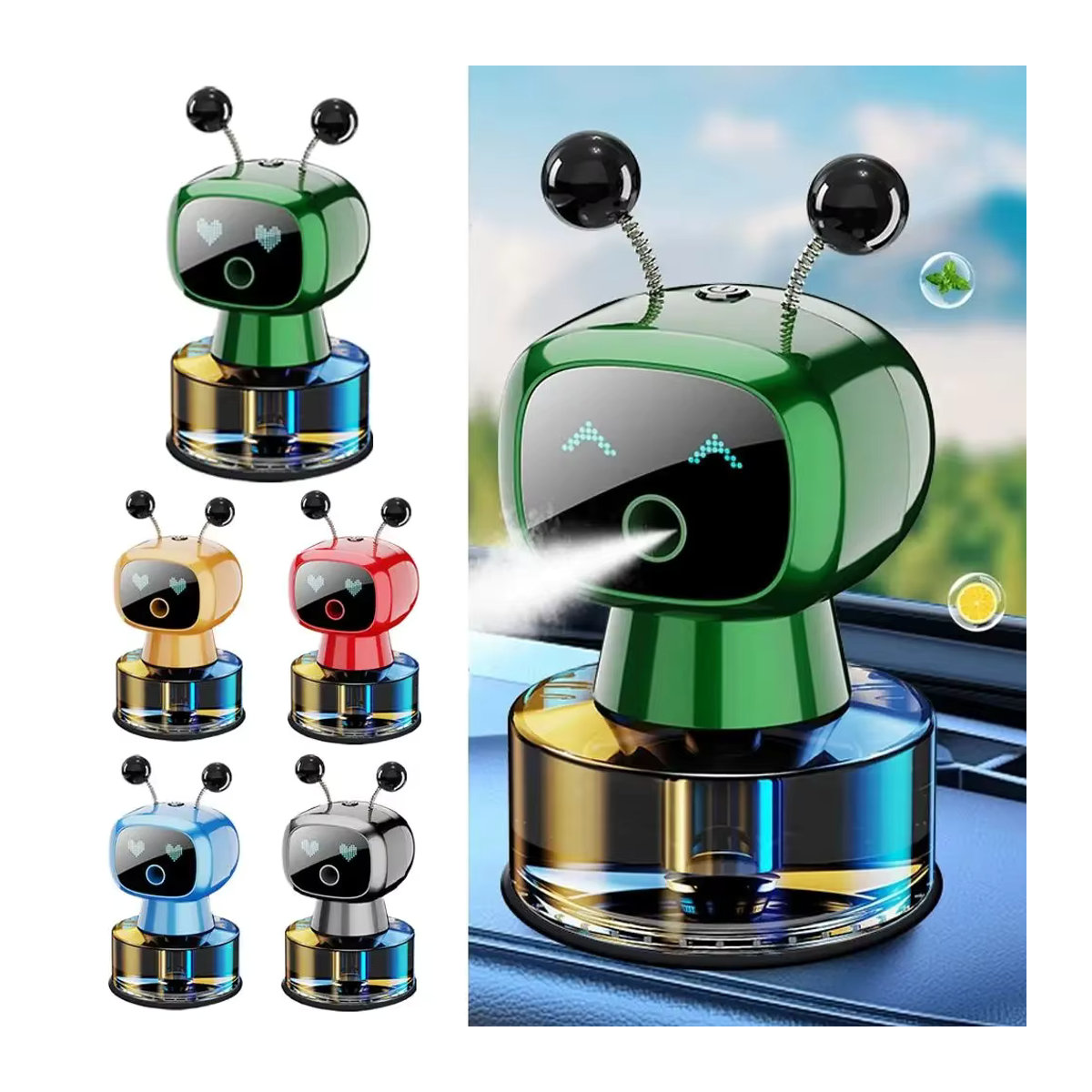 Intelligenter Roboter-Auto-Lufterfrischer mit automatischer Aromatherapie, wiederaufladbarer elektrischer Diffusor für dein Auto, mehrfarbig - Bild 6