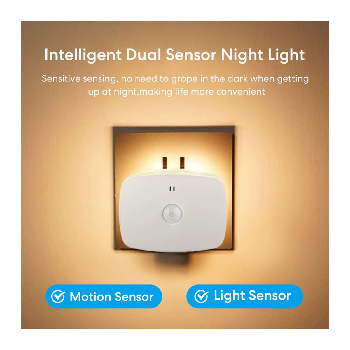 Intelligentes LED Nachtlicht mit PIR-Bewegungssensor und Lichterkennung, dimmbar, EU-Stecker, minimalistisches Design für Flur, WC und Treppen - Bild 2