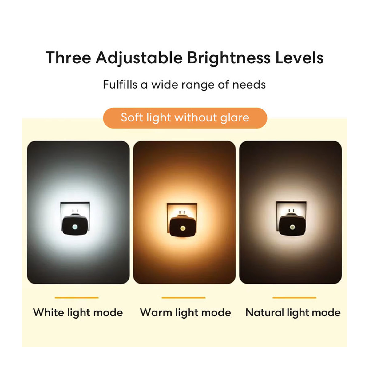 Intelligentes LED Nachtlicht mit PIR-Bewegungssensor und Lichterkennung, dimmbar, EU-Stecker, minimalistisches Design für Flur, WC und Treppen - Bild 3