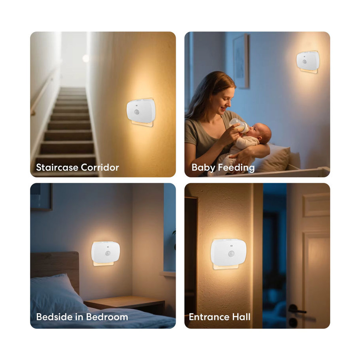 Intelligentes LED Nachtlicht mit PIR-Bewegungssensor und Lichterkennung, dimmbar, EU-Stecker, minimalistisches Design für Flur, WC und Treppen - Bild 5
