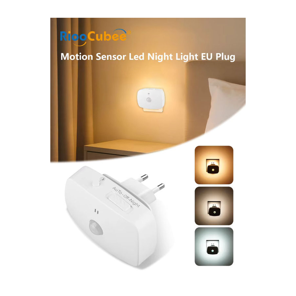 Intelligentes LED Nachtlicht mit PIR-Bewegungssensor und Lichterkennung, dimmbar, EU-Stecker, minimalistisches Design für Flur, WC und Treppen - Bild 7