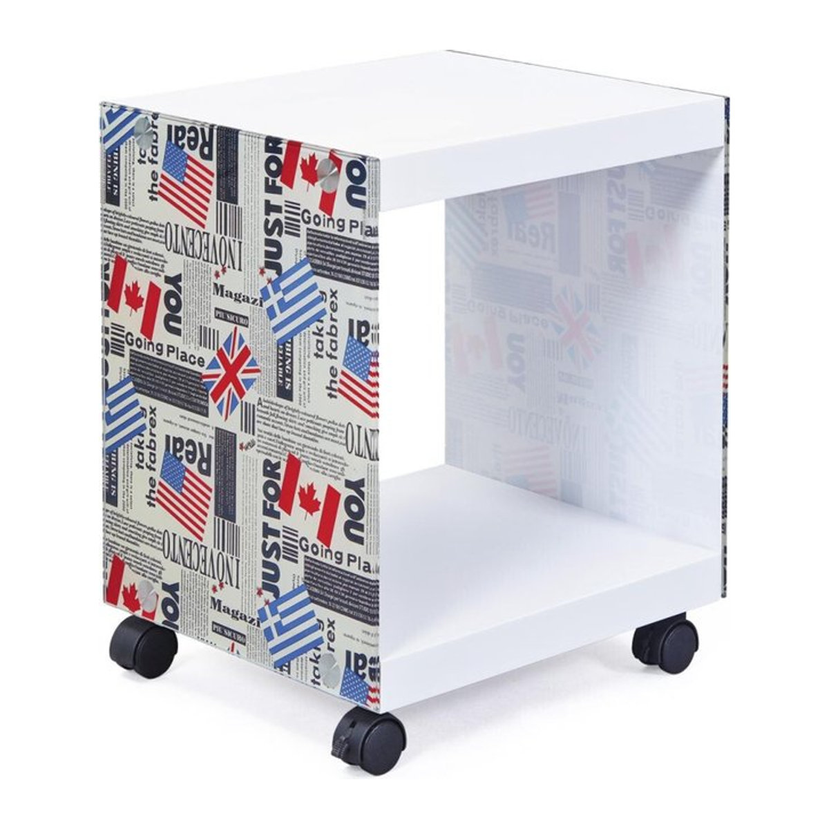 Inter Link Beistelltisch Cube Modern in Weiß mit Glas und Holzwerkstoff B/H/T: 38 x 46 x 33,5 cm - Bild 1