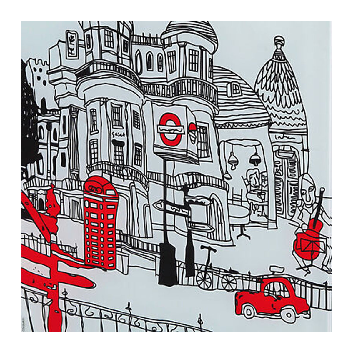 Inter Link Beistelltisch Nachttisch Cube London-Design in Weiß und Bunt aus Holzwerkstoff und Glas B/H/T: 38 x 46 x 33,5 cm - Bild 2