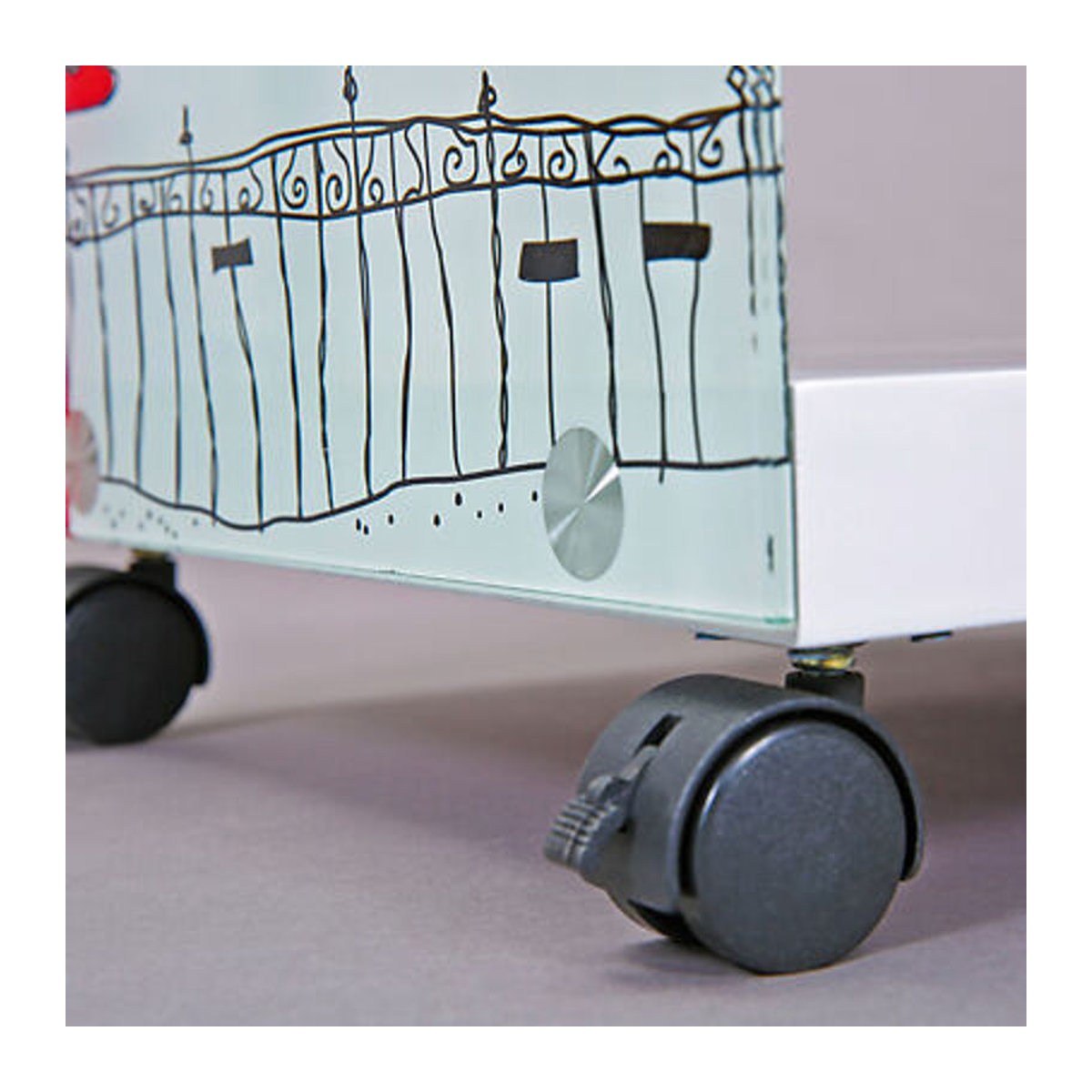 Inter Link Beistelltisch Nachttisch Cube London-Design in Weiß und Bunt aus Holzwerkstoff und Glas B/H/T: 38 x 46 x 33,5 cm - Bild 3