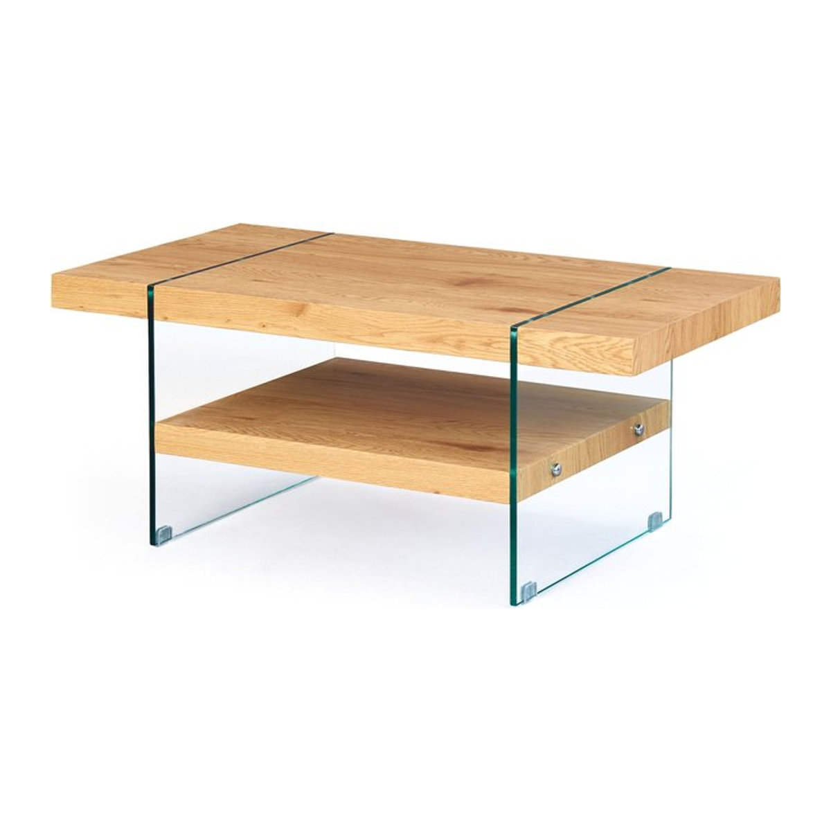 Inter Link Couchtisch Benina Modern aus Eiche Natur Holz und Glas B/T/H: 110 x 45,5 x 60 cm - Bild 1