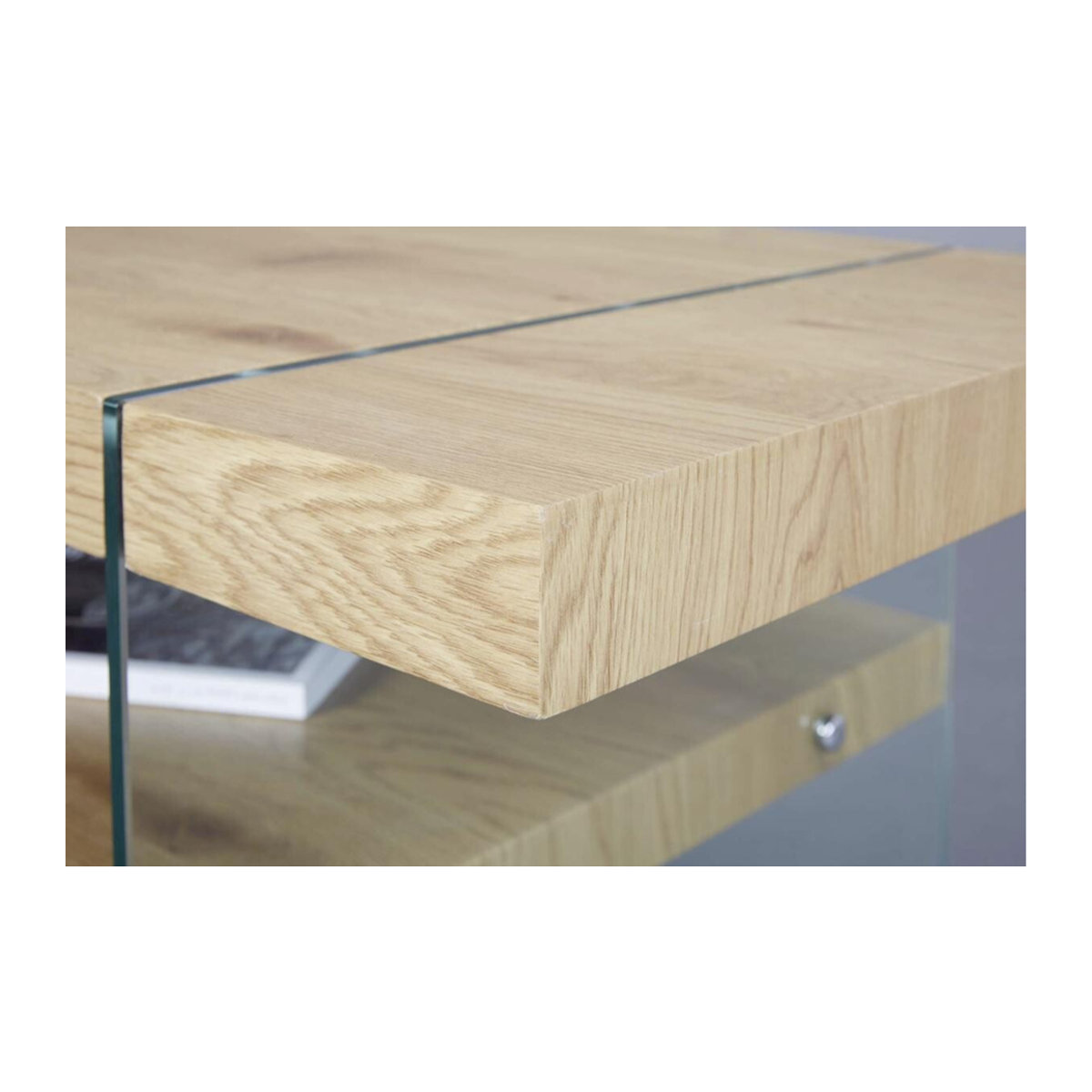 Inter Link Couchtisch Benina Modern aus Eiche Natur Holz und Glas B/T/H: 110 x 45,5 x 60 cm - Bild 3