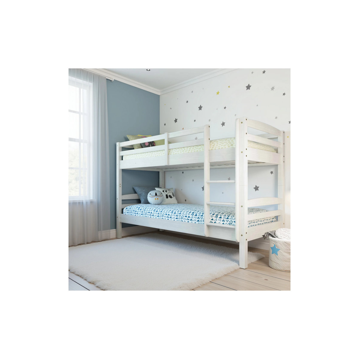 Inter Link Kinder Etagenbett Annika aus Kiefer Massivholz in Weiß, B/T/H: 90 x 190 x 146,5 cm - Bild 2
