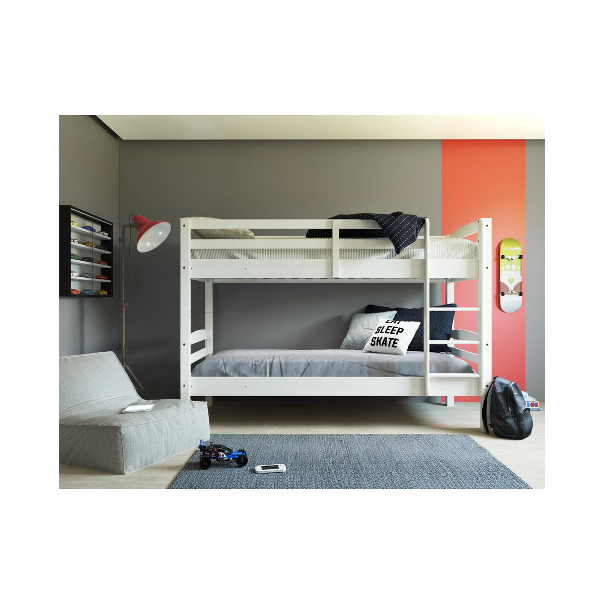 Inter Link Kinder Etagenbett Annika aus Kiefer Massivholz in Weiß, B/T/H: 90 x 190 x 146,5 cm - Bild 3
