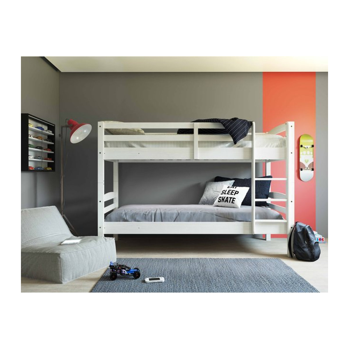 Inter Link Kinder Etagenbett Annika aus Kiefer Massivholz in Weiß, B/T/H: 90 x 190 x 146,5 cm - Bild 4