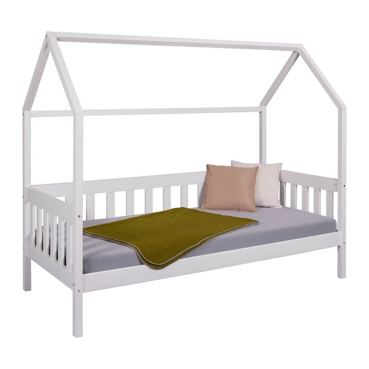 Inter Link Kinderbett Funky Hausbett aus Kiefer Massivholz in Weiß B/L: 90 x 200 cm - Bild 1