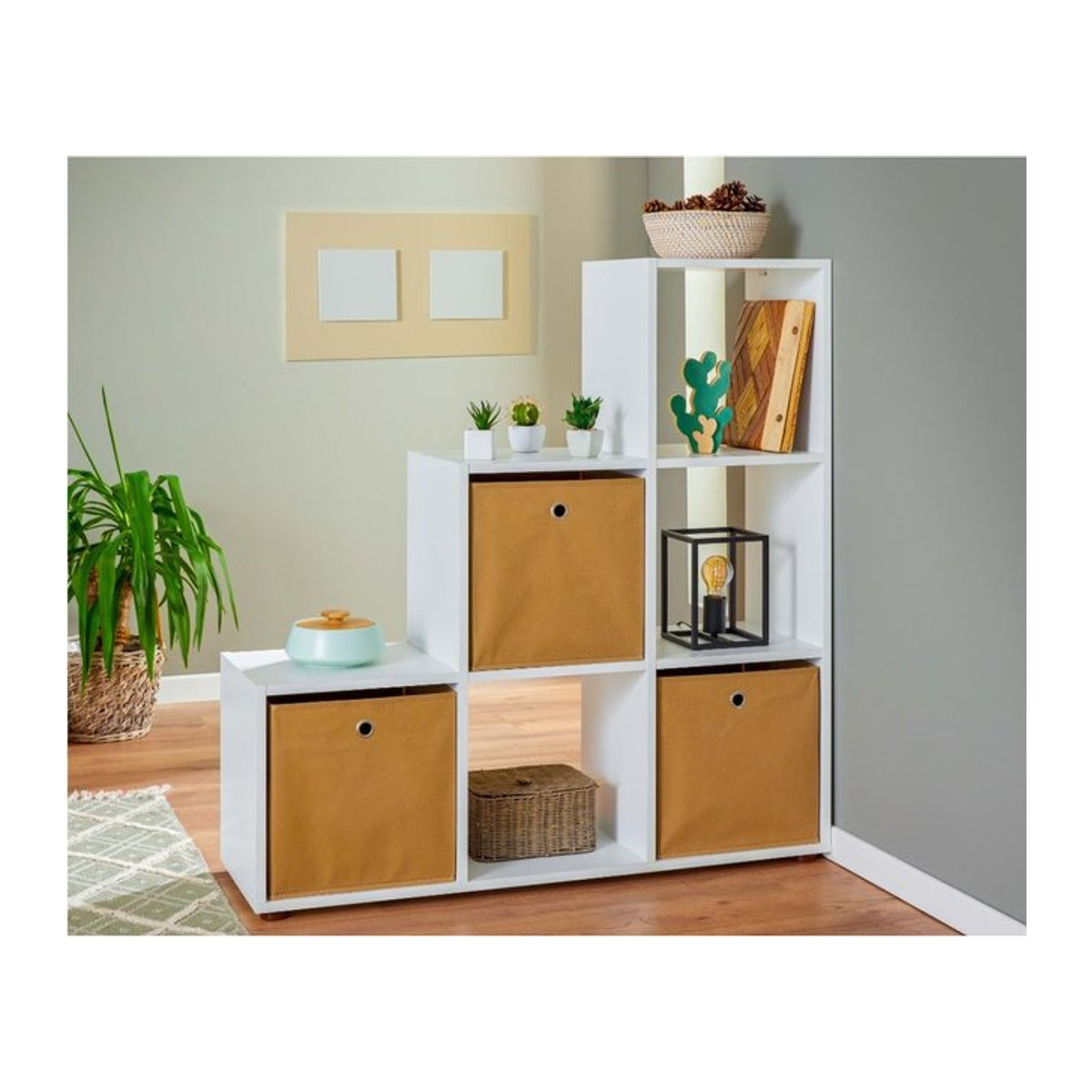 Inter Link Raumteiler Bücherregal Cadore mit 6 Fächern in Weiß, minimalistisches und modernes Design, freistehend - Bild 1