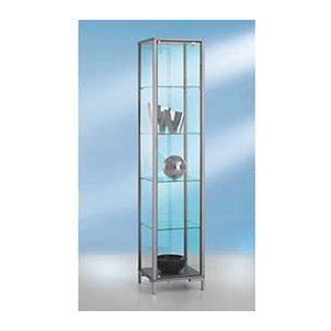 Inter Link Zuilvitrine Vitrinenschrank mit Drehtür und 4 Regalböden, Silber/Alufarben, H x B x T: 186 x 40 x 40 cm