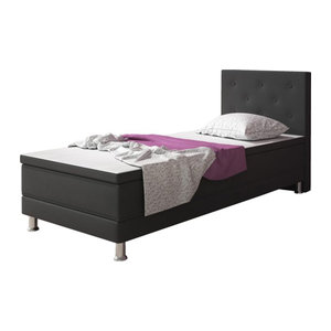 Inter Trading Boxspringbett Esra in Anthrazit mit Webstoff und Holzgestell B/T: 90 x 200 cm