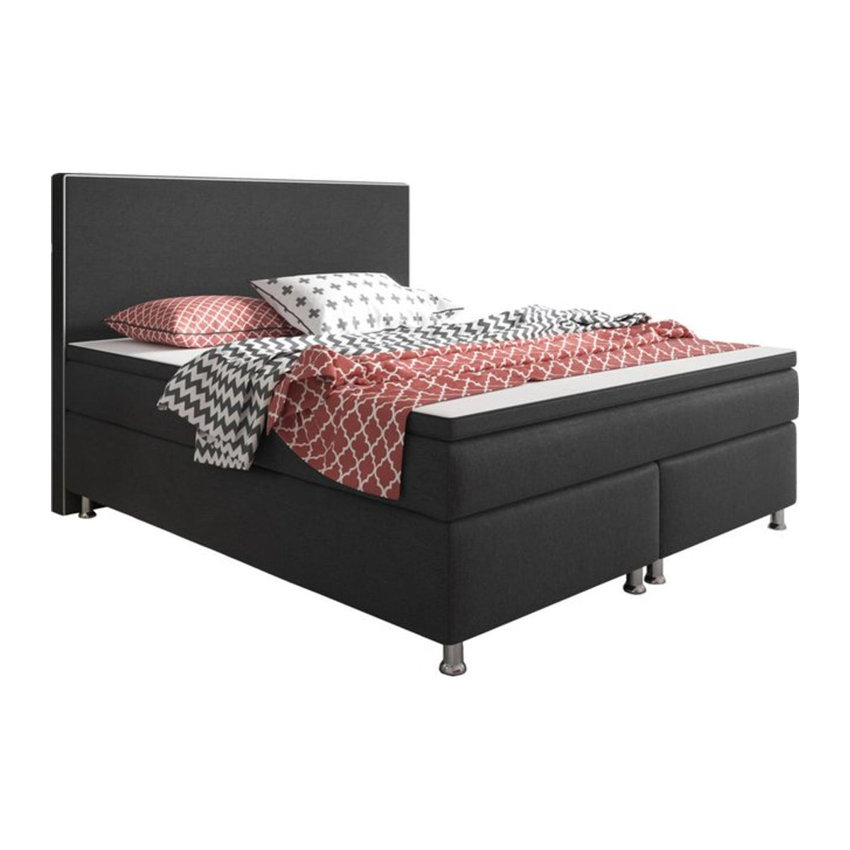 Inter Trading Boxspringbett King Size in Anthrazit mit B/B: 180 x 200 cm - Bild 1