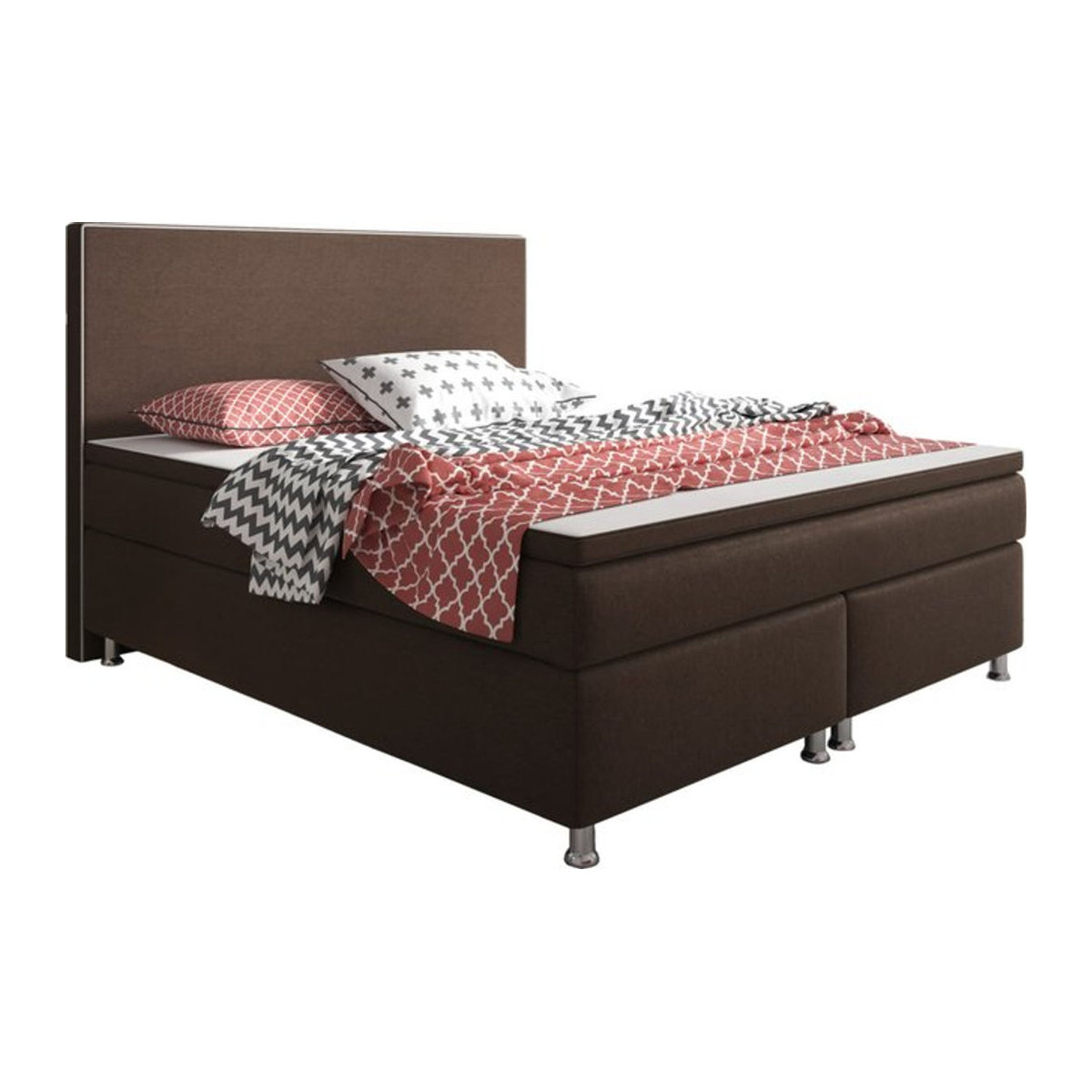 Inter Trading Boxspringbett King Size in Braun aus Holz mit den Maßen B: 180 cm, T: 200 cm - Bild 1