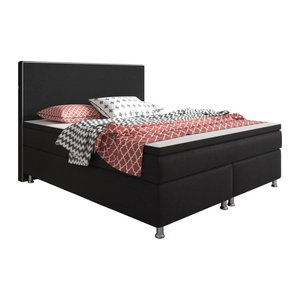 Inter Trading Boxspringbett King Size in Schwarz aus Holz mit modernem Design B/T: 180 x 200 cm