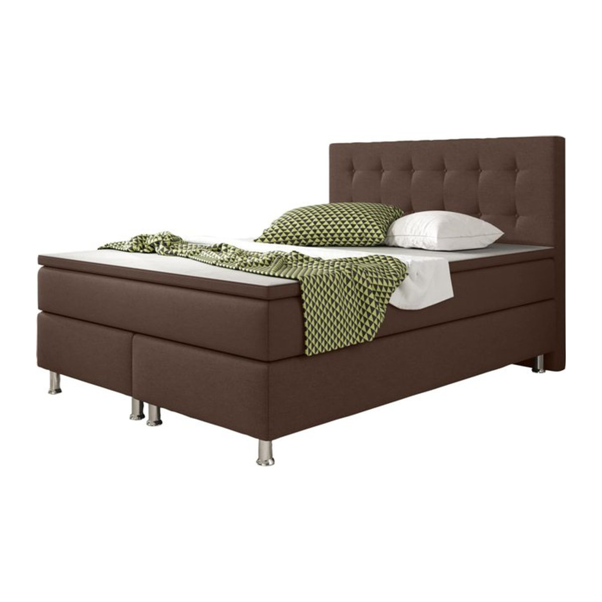 Inter Trading Boxspringbett Köln in Braun mit Holzgestell, B/T: 140 x 200 cm - Bild 1