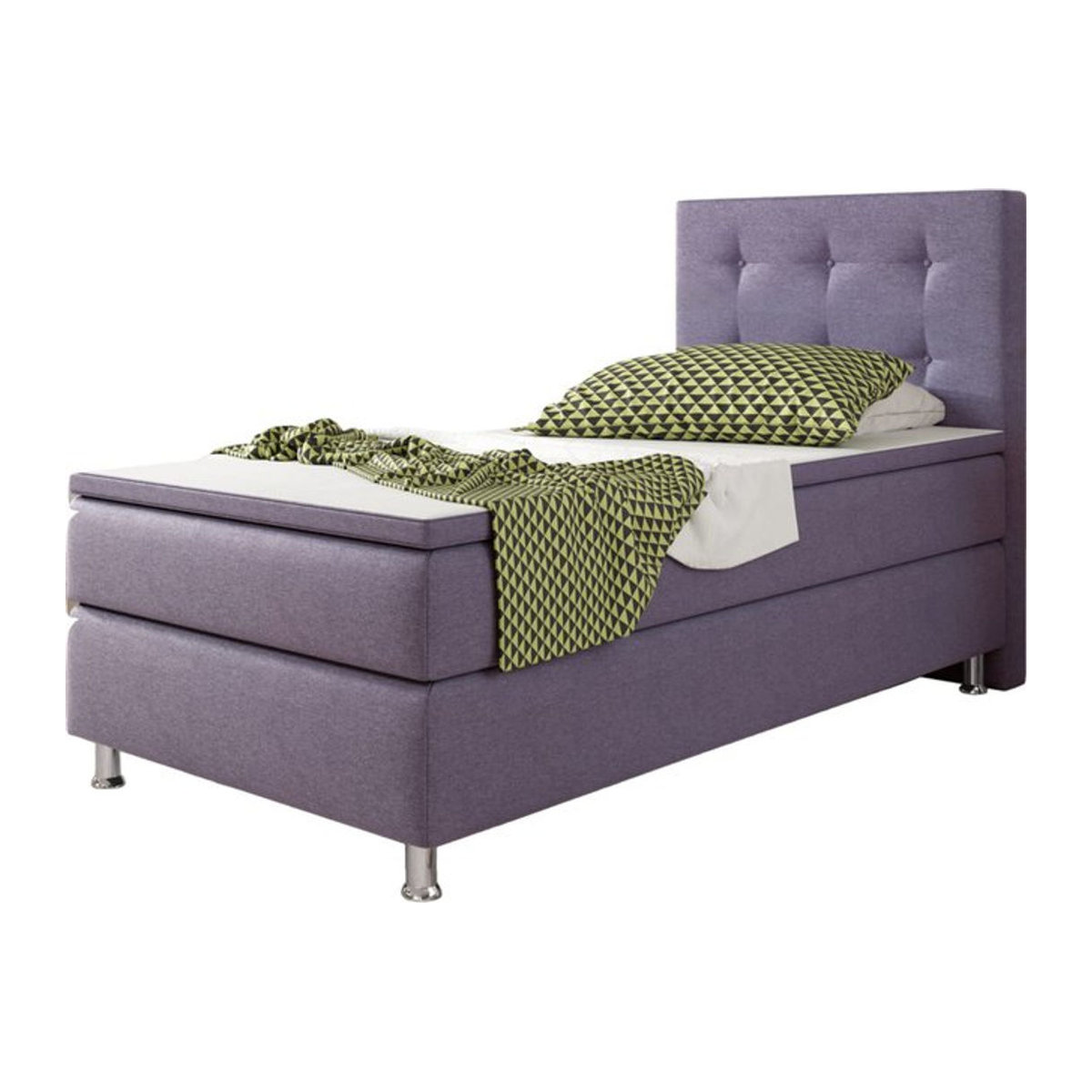 Inter Trading Boxspringbett Köln in Lila mit Holzgestell und Stoffbezug, B/T: 90 x 200 cm - Bild 1