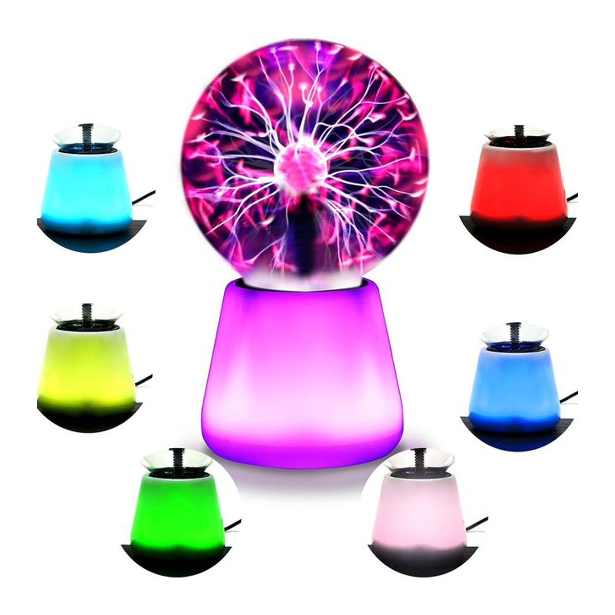 Interaktive Plasma-Kugelleuchte mit LED-Stimmungsbeleuchtung und 7 farbwechselnden Lichtern, Bunt, Durchmesser: 7,6 cm - Bild 1