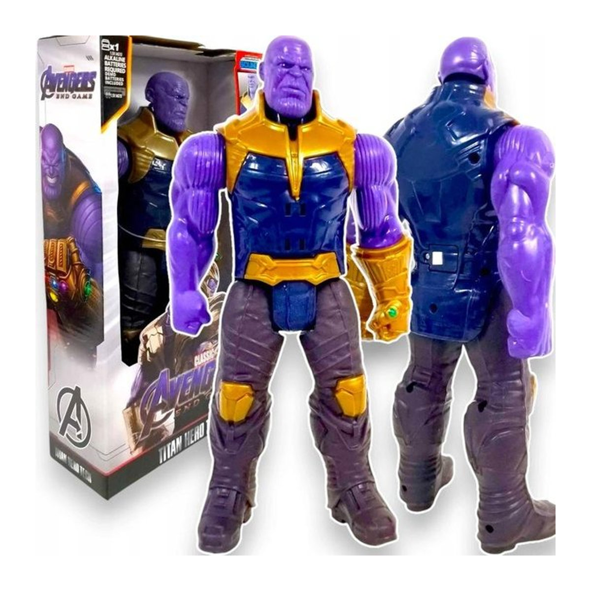 Interaktive Thanos Figur von Super Merchant mit leuchtendem LED-Handschuh, Sound und Beweglichkeit, Farbe Lila, Höhe: 30 cm - Bild 1