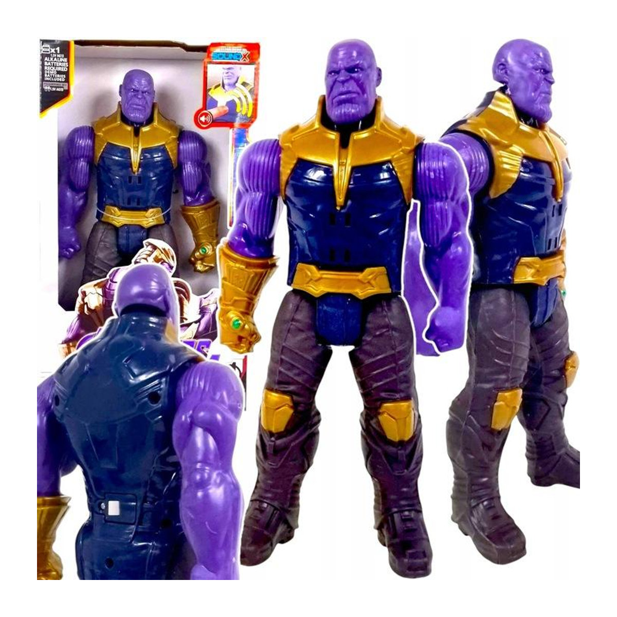 Interaktive Thanos Figur von Super Merchant mit leuchtendem LED-Handschuh, Sound und Beweglichkeit, Farbe Lila, Höhe: 30 cm - Bild 6