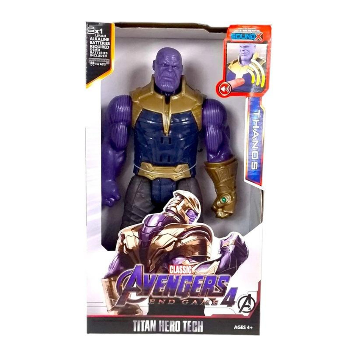 Interaktive Thanos Figur von Super Merchant mit leuchtendem LED-Handschuh, Sound und Beweglichkeit, Farbe Lila, Höhe: 30 cm - Bild 7