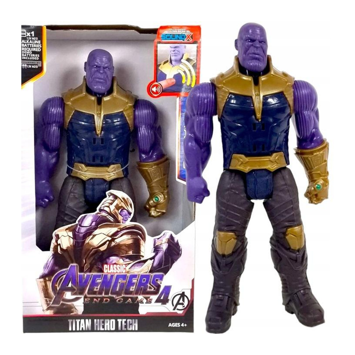 Interaktive Thanos Figur von Super Merchant mit leuchtendem LED-Handschuh, Sound und Beweglichkeit, Farbe Lila, Höhe: 30 cm - Bild 8