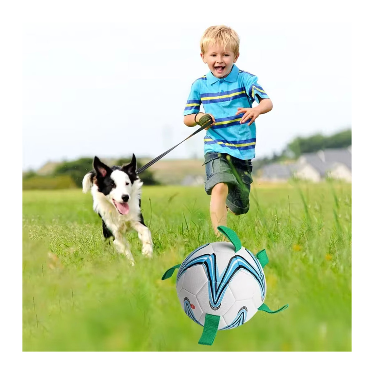 Interaktives Hunde-Fußball-Spielzeug in Bunt für mittelgroße und große Hunde als unzerstörbares Outdoor-Laufzubehör - Bild 3