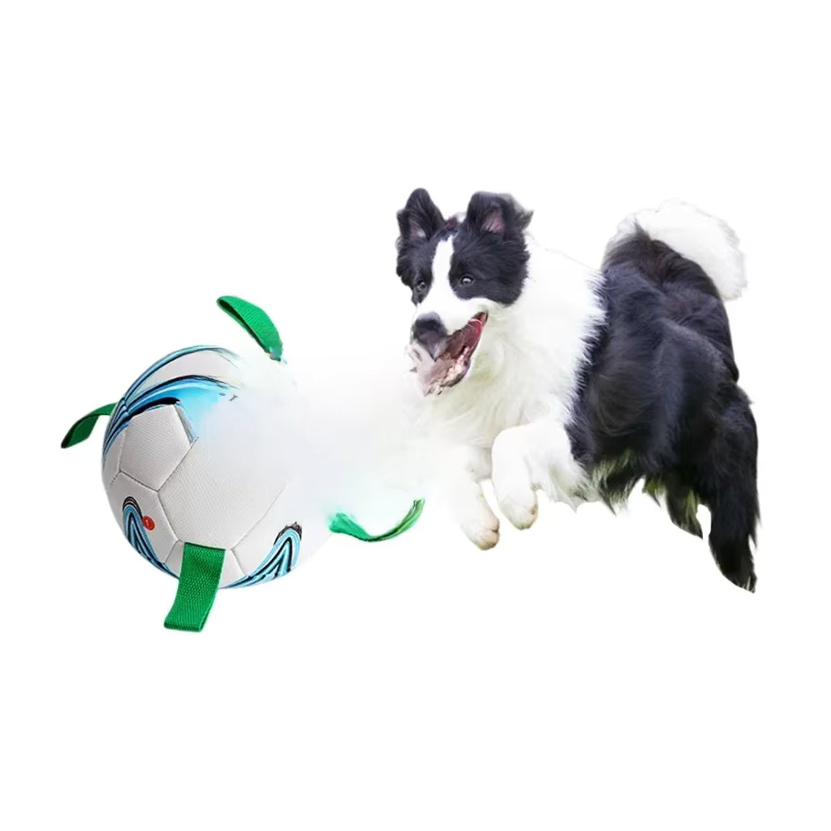 Interaktives Hunde-Fußball-Spielzeug in Bunt für mittelgroße und große Hunde als unzerstörbares Outdoor-Laufzubehör - Bild 5