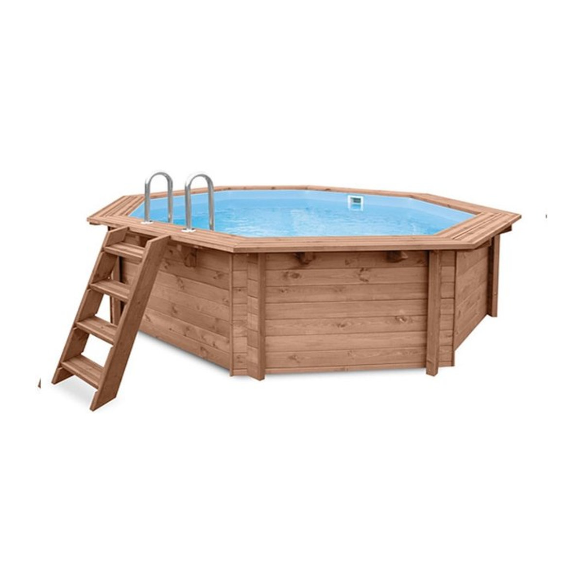 Interline Pool Java Achteck in Natur Braun mit Filteranlage 6,0m3 Premium Set - Bild 1