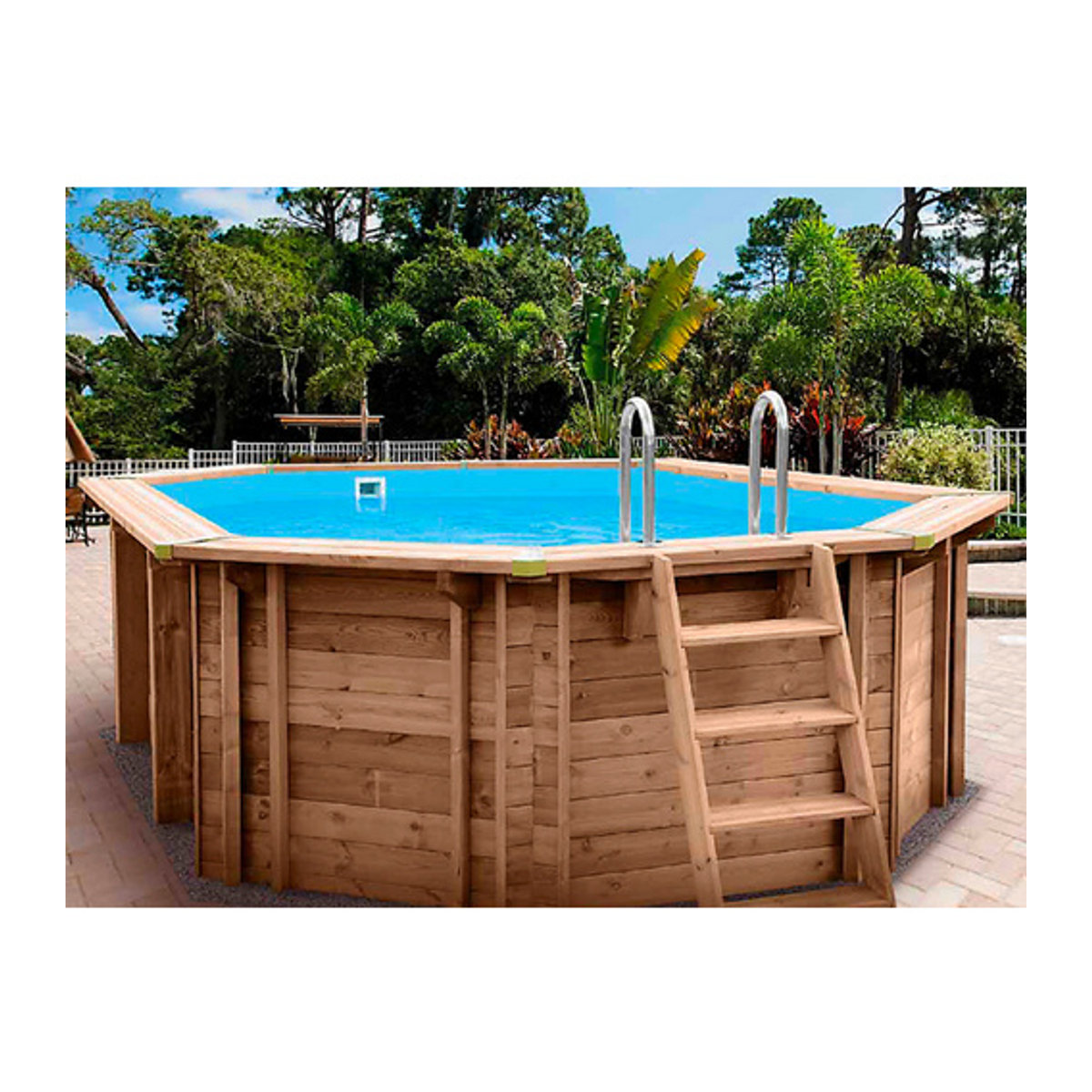 Interline Schwimmbecken Java Oval aus Holz in Blau und Natur mit Filteranlage Basis Set B/T/H: 640 x 400 x 136 cm - Bild 3