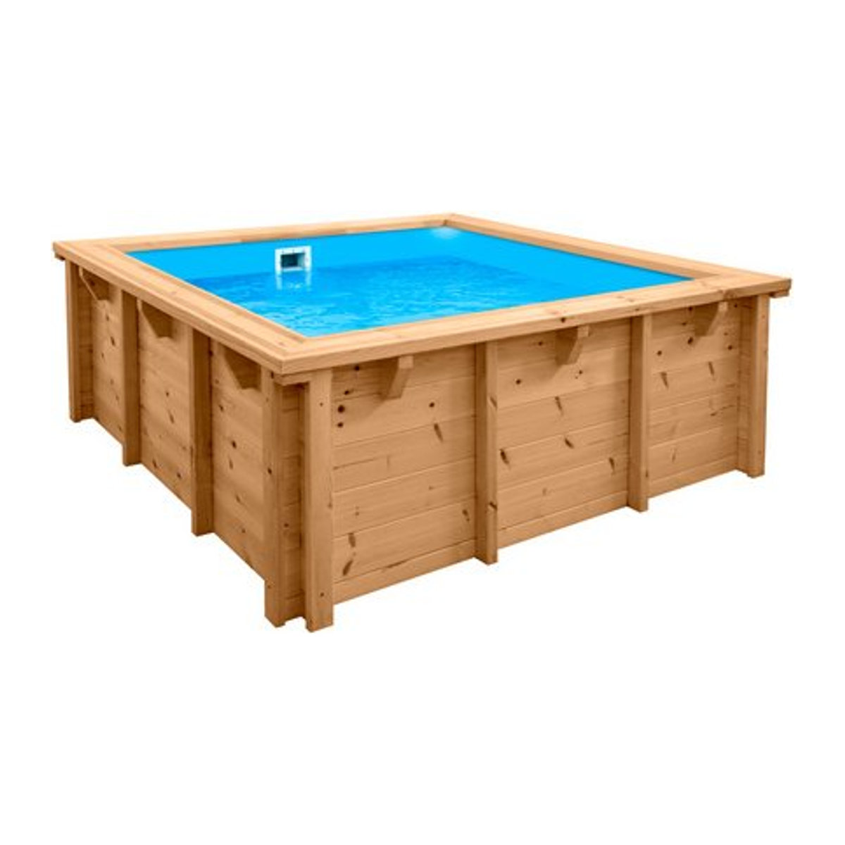Interline Schwimmbecken Java Rechteck aus Holz in Blau und Natur mit Filteranlage 4,0m3 Basis Set B/T/H: 210 x 210 x 78 cm - Bild 1