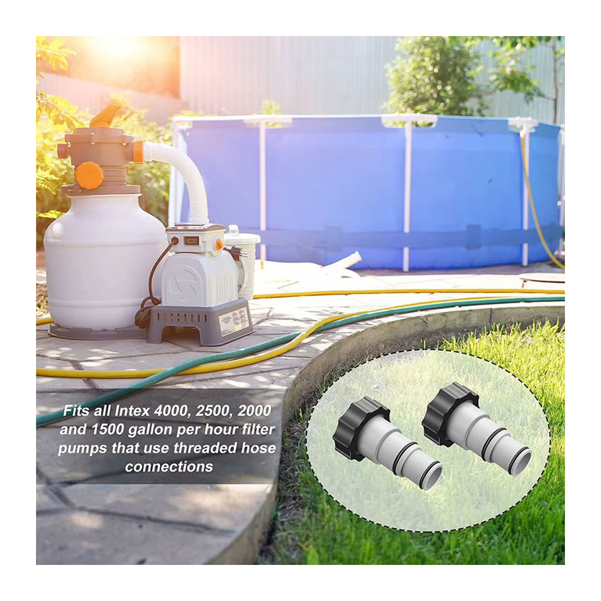 Intex ARU Pool-Schlauchadapter mit Gewindeanschluss für Filterpumpen in Schwarz/Weiß aus Kunststoff - Bild 3