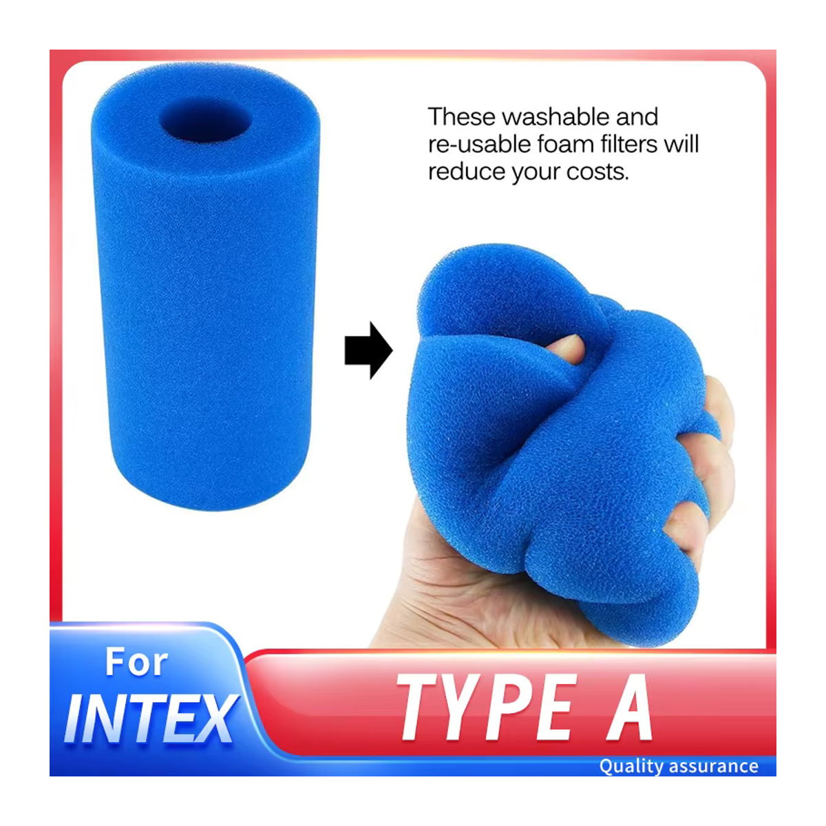 Intex Biofoam Schwamm Filter für Schwimmbad Typ A, wiederverwendbarer und waschbarer Schaumreiniger für Poolwasser - Bild 2