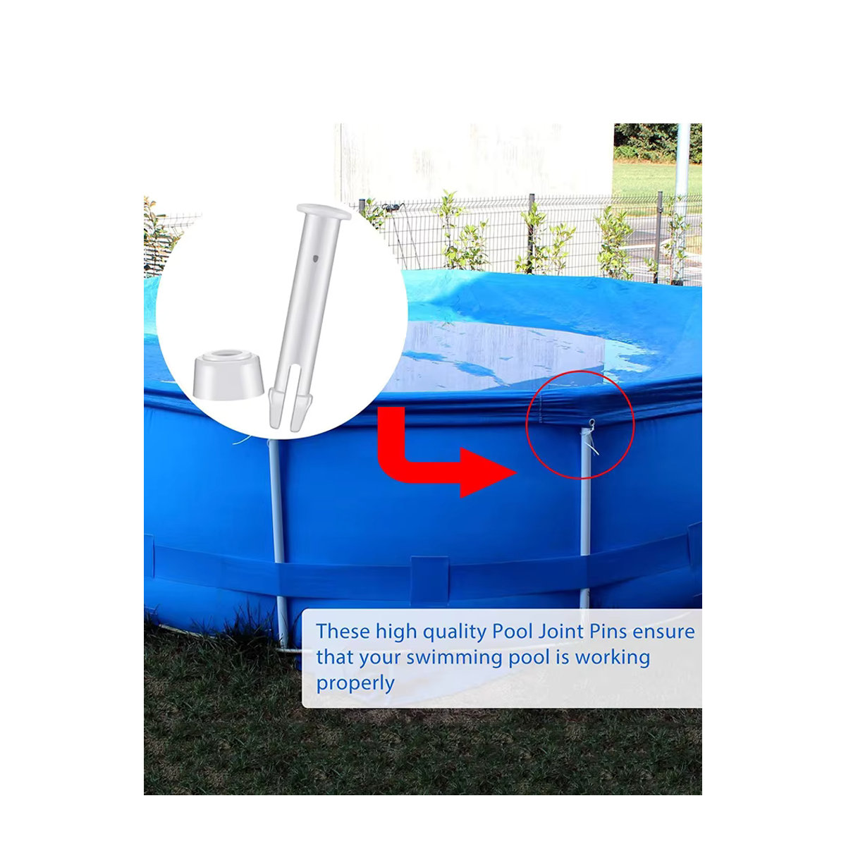 Intex Ersatz-Pool-Verbindungsstifte aus Kunststoff mit Gummidichtungen für Schwimmbäder mit rundem Metallrahmen - Bild 4