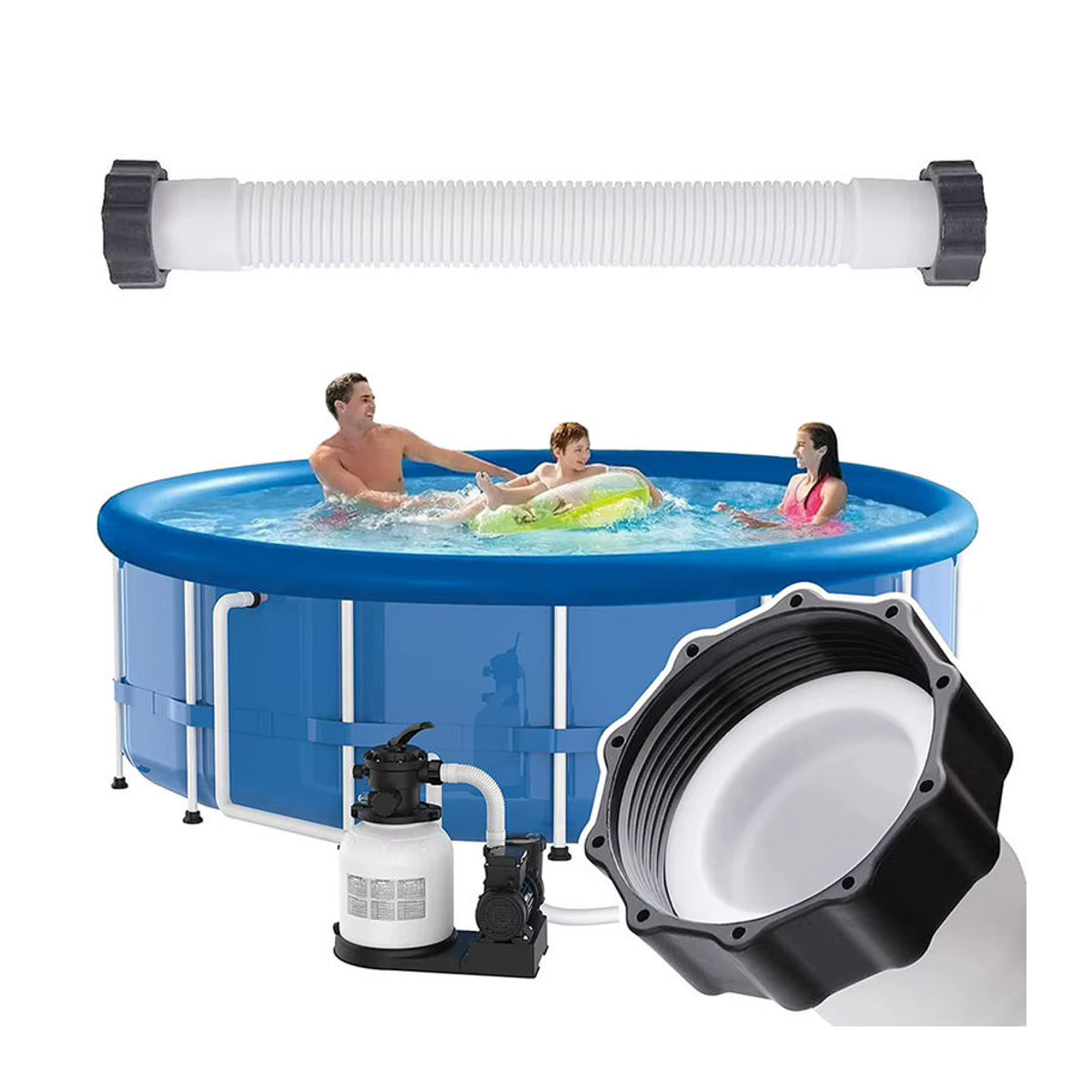 Intex Ersatzschlauch 16 Zoll für Pool Sandfilterpumpen und Salzwassersysteme in Weiß - Bild 1