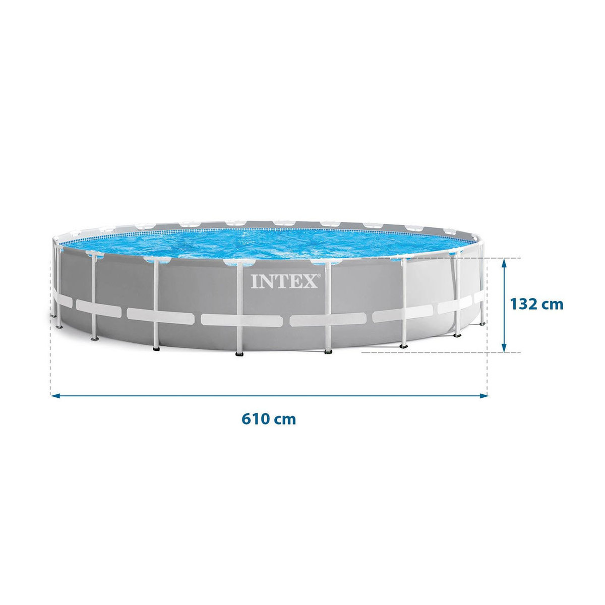Intex Frame Pool 12-in-1 mit Abdeckung in Blau, Weiß und Grau, B: 610 cm, H: 132 cm - Bild 2