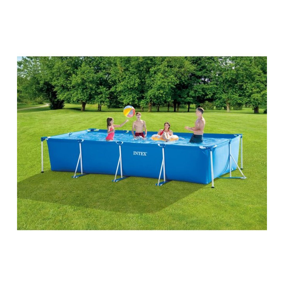 Intex Frame Pool Rechteckiger Aufstellpool mit Filterpumpe in Blau, B/T/H: 450 x 220 x 84 cm - Bild 1
