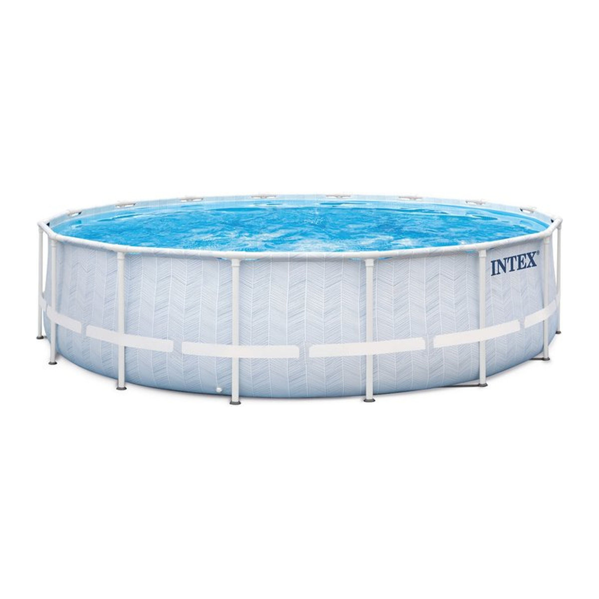 Intex Frame Pool Set Chevron Blau B: 488 cm, H: 122 cm mit Pumpe, Leiter, Plane und Abdeckung - Bild 1