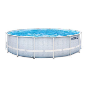 Intex Frame Pool Set Chevron Blau B: 488 cm, H: 122 cm mit Pumpe, Leiter, Plane und Abdeckung