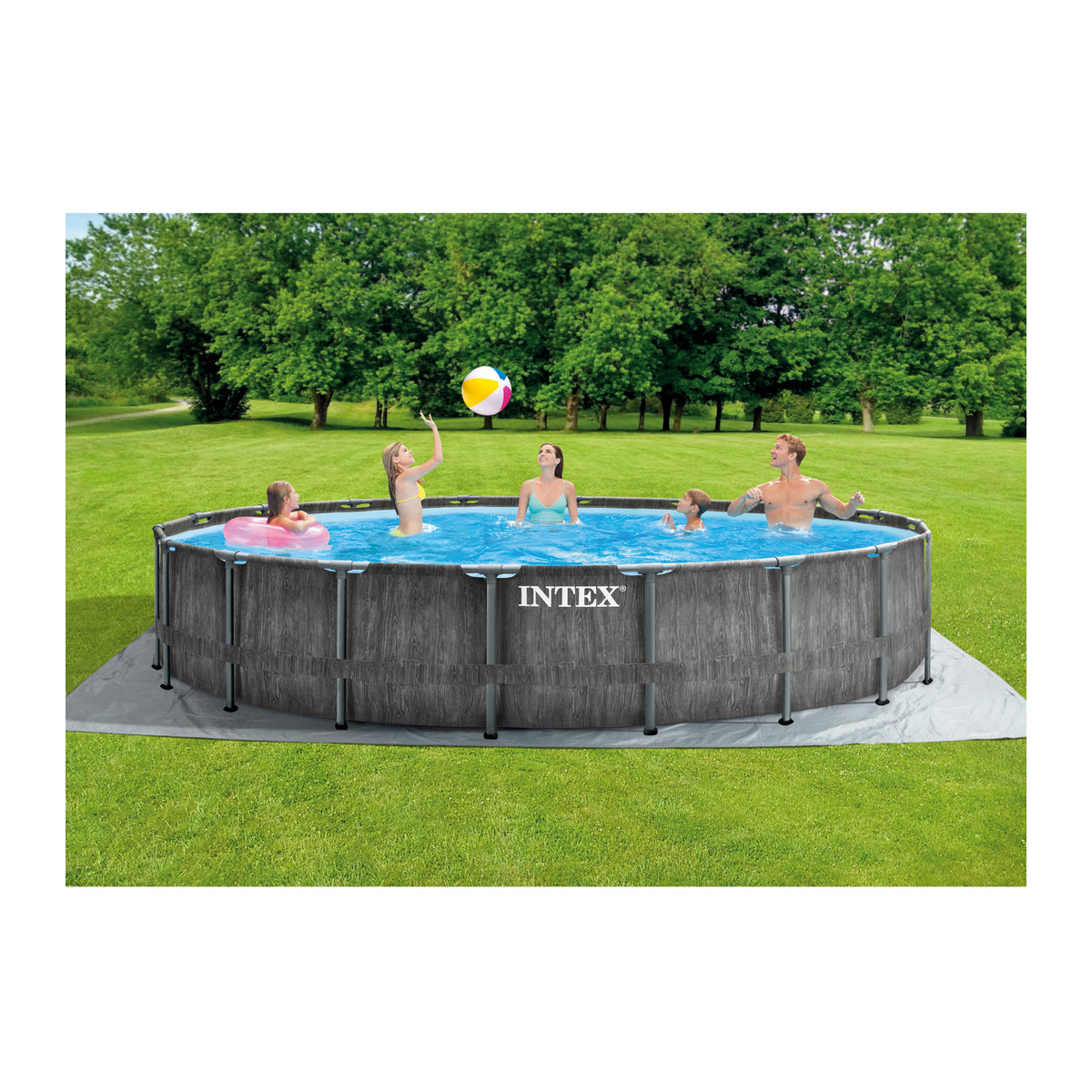 Intex Frame Pool Set Prism Greywood in Grau inklusive Kartuschenfilteranlage Durchmesser: 549 cm, Höhe: 122 cm - Bild 2