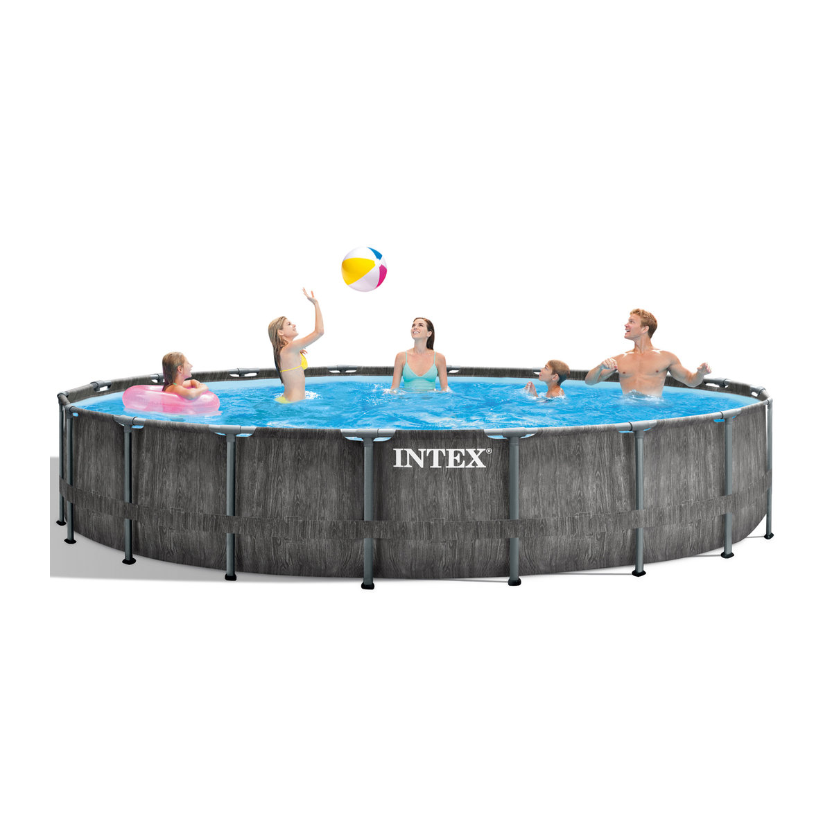Intex Frame Pool Set Prism Greywood in Grau inklusive Kartuschenfilteranlage Durchmesser: 549 cm, Höhe: 122 cm - Bild 3