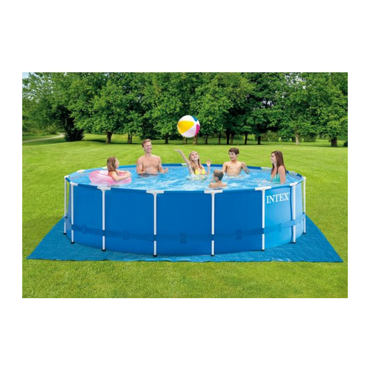 Intex Frame Pool Set Rondo, runder Aufstellpool, Blau, Durchmesser: 457 cm, Höhe: 122 cm - Bild 2