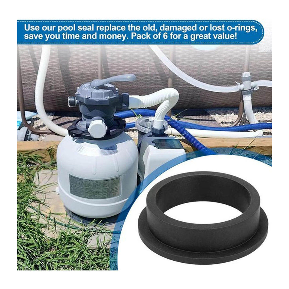 Intex O-Ring Dichtung 11228 aus Gummi Schwarz für Sandfilterpumpen Ersatzteil für Poolzubehör - Bild 1