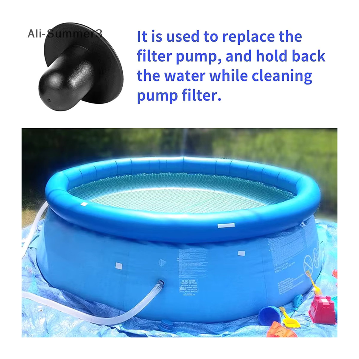 Intex Schwimmbad Ablaufstopfen Ersatzset mit Pumpe Sieb und Lochstopfen in Schwarz und Blau - Bild 4