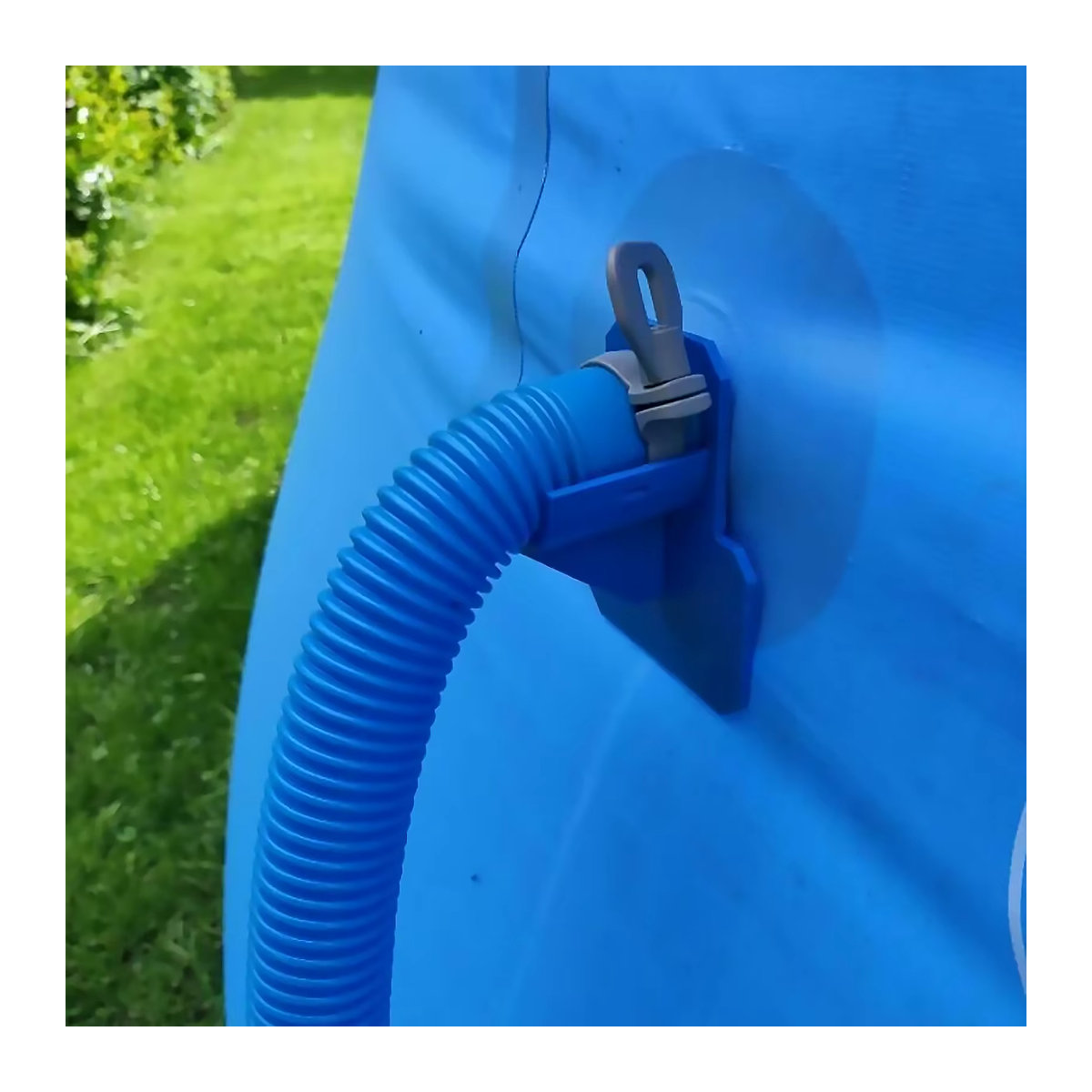 Intex Schwimmbad-Rohrbefestigungshalter in Blau für oberirdische Pools mit Bindeklemme für 30–38 mm Schlauchauslass - Bild 5