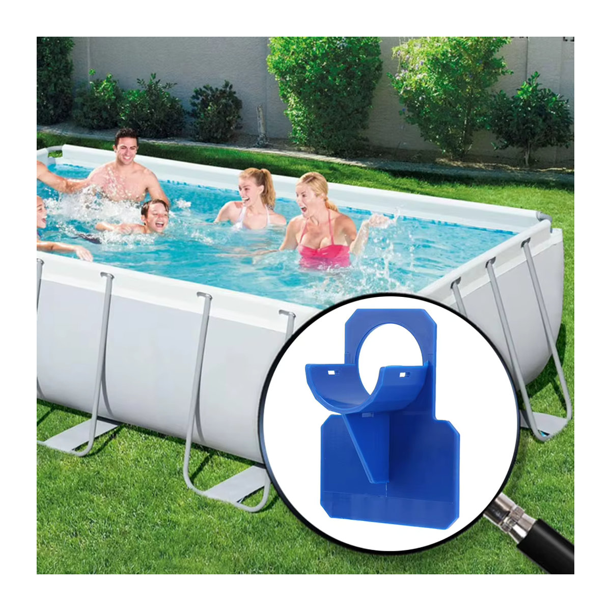 Intex Schwimmbad-Rohrhalterung für oberirdische Pools aus Kunststoff in Grau und Blau - Bild 3