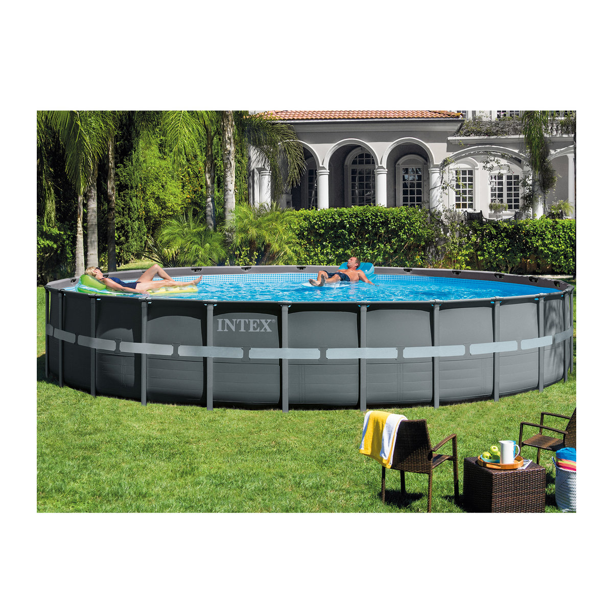 Intex Ultra Rondo XTR Frame Pool Set in Anthrazit und Blau mit Sandfilteranlage, Durchmesser: 732 cm, Höhe: 132 cm - Bild 2