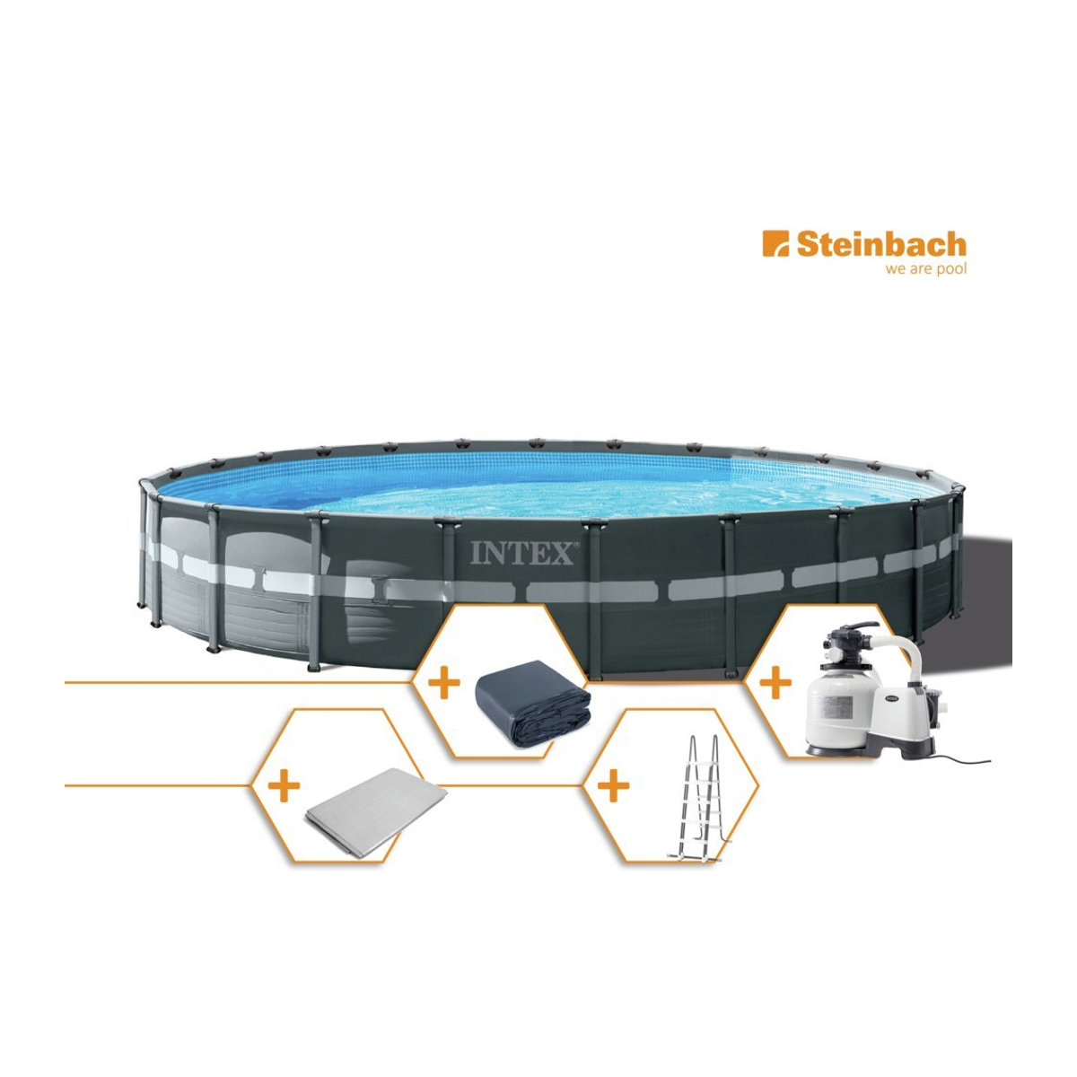 Intex Ultra Rondo XTR Frame Pool Set in Anthrazit und Blau mit Sandfilteranlage, Durchmesser: 732 cm, Höhe: 132 cm - Bild 3