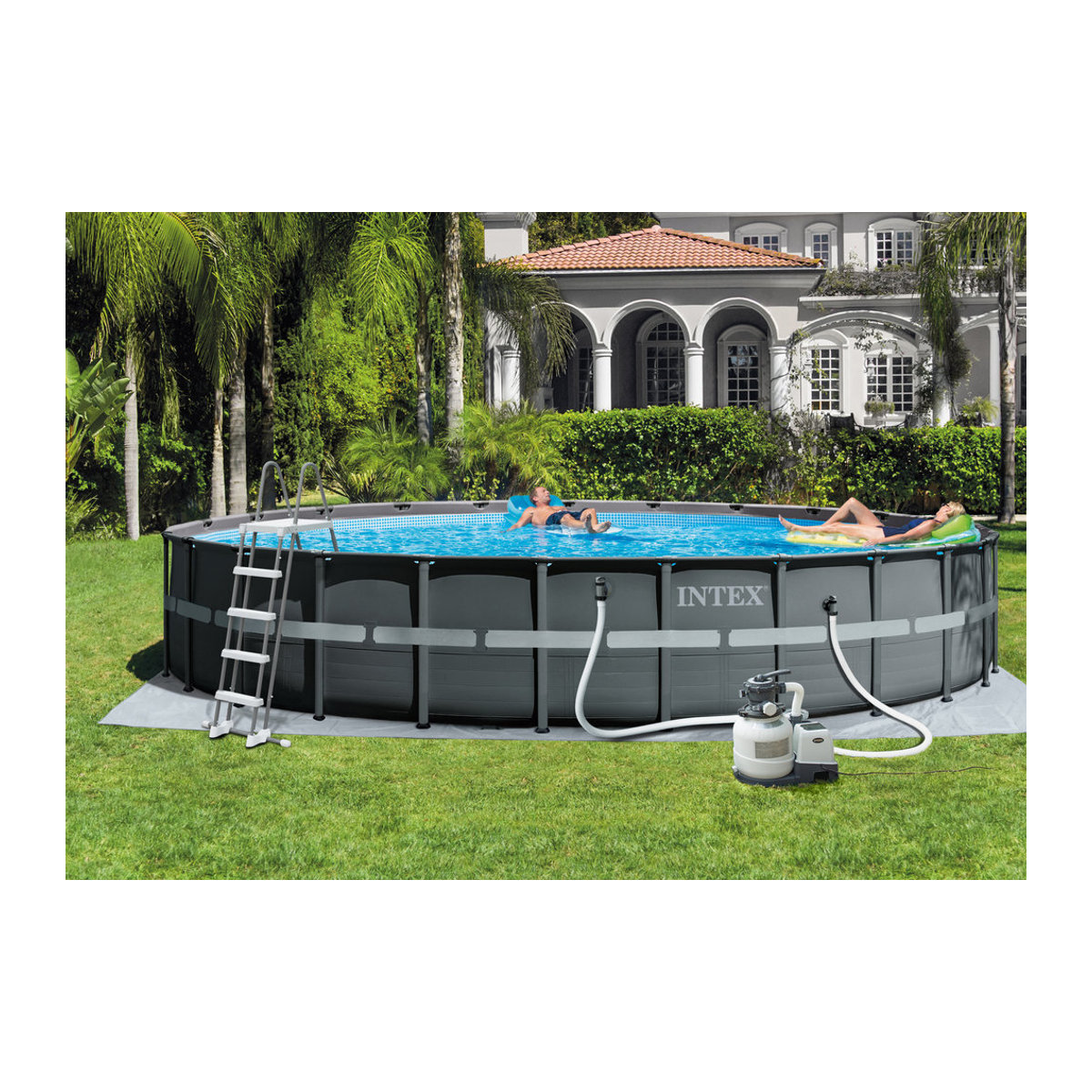 Intex Ultra Rondo XTR Frame Pool Set in Anthrazit und Blau mit Sandfilteranlage, Durchmesser: 732 cm, Höhe: 132 cm - Bild 4